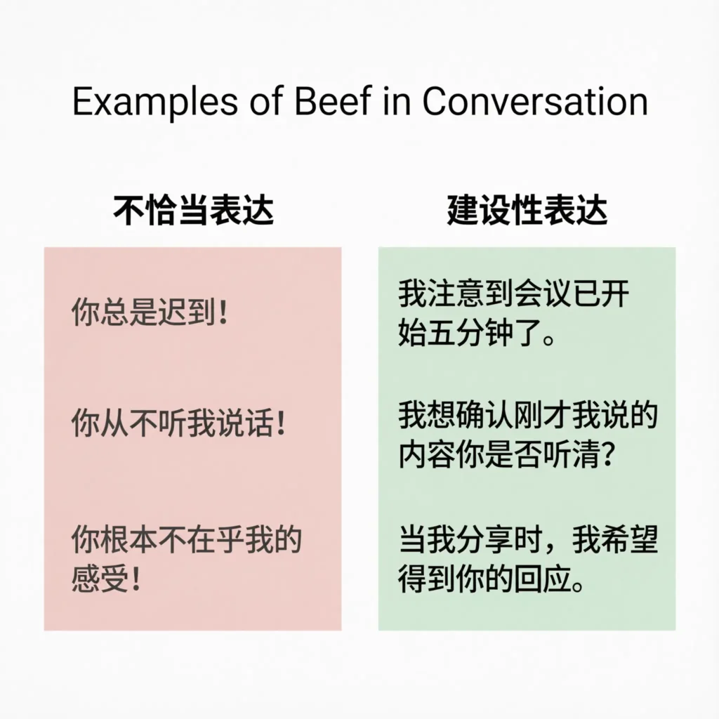 Examples of Beef in Conversation