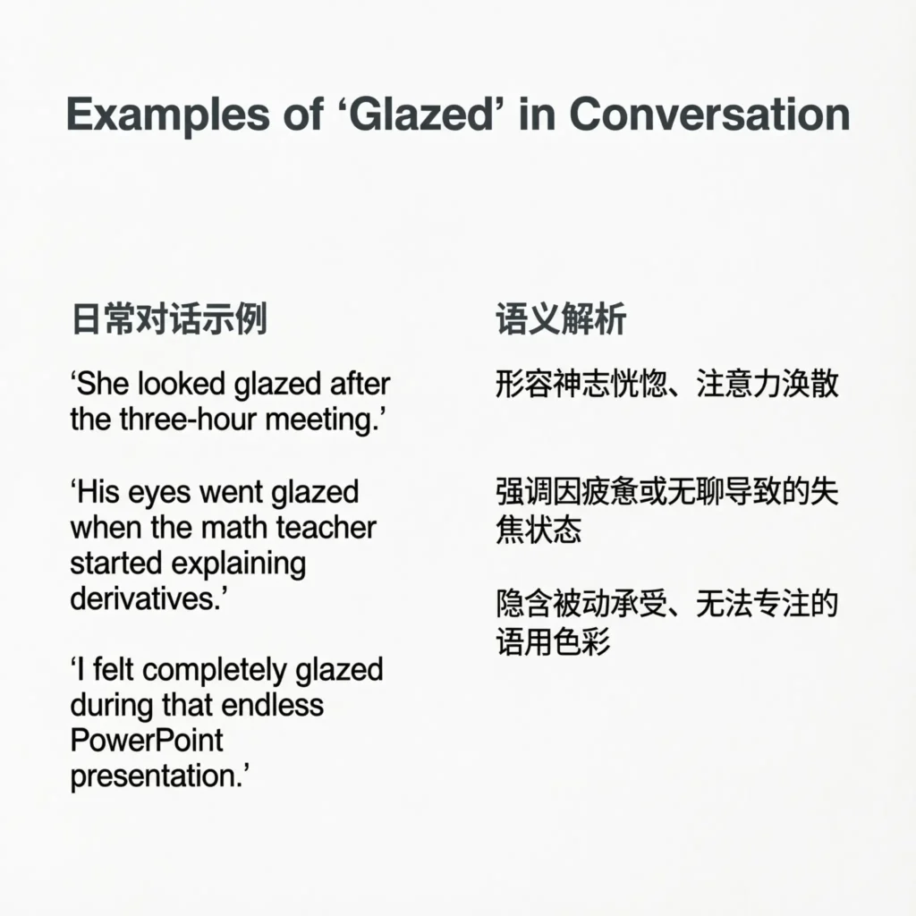 Examples of “Glazed” in Conversation