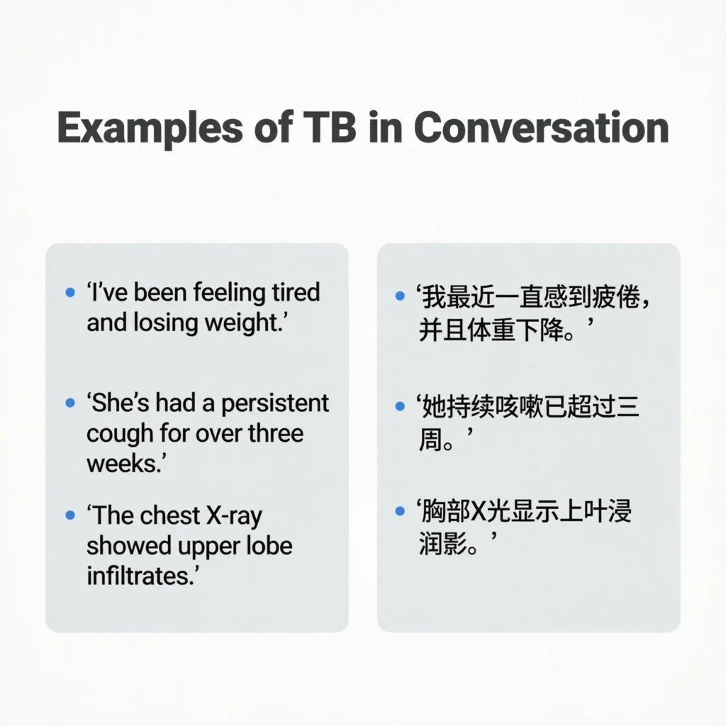 Examples of TB in Conversation