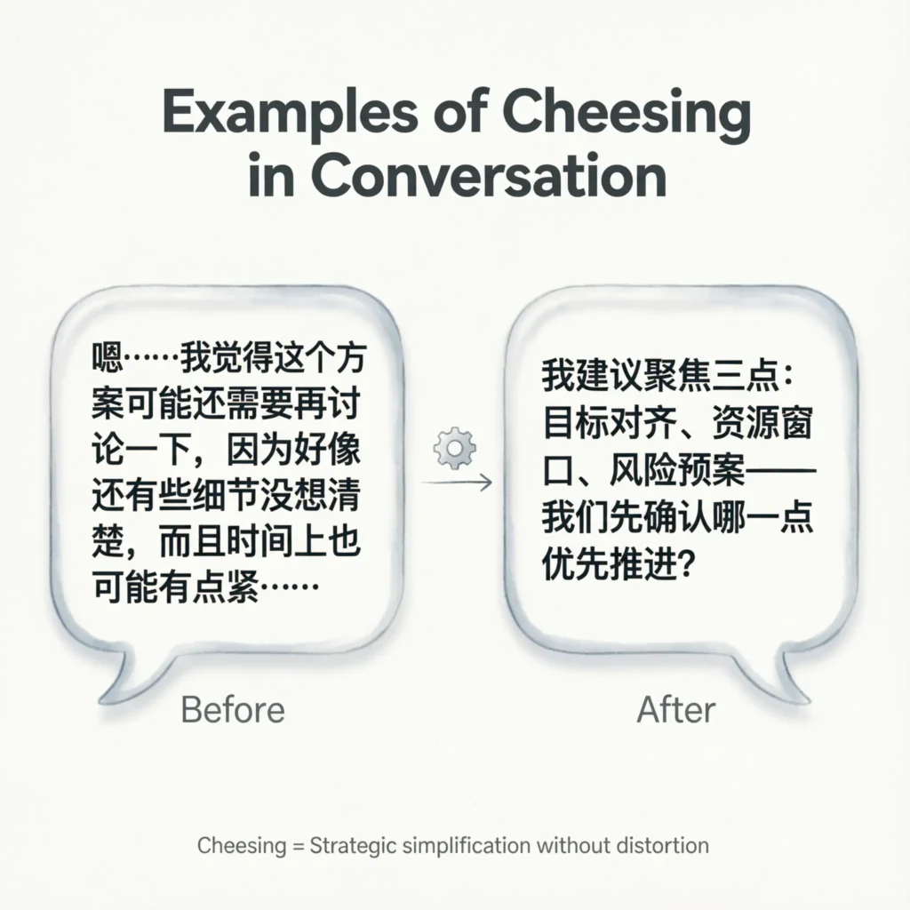 Examples of Cheesing in Conversation